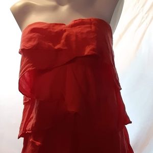 Pink Strapless Layered Ruffled Mini Sz M EUC